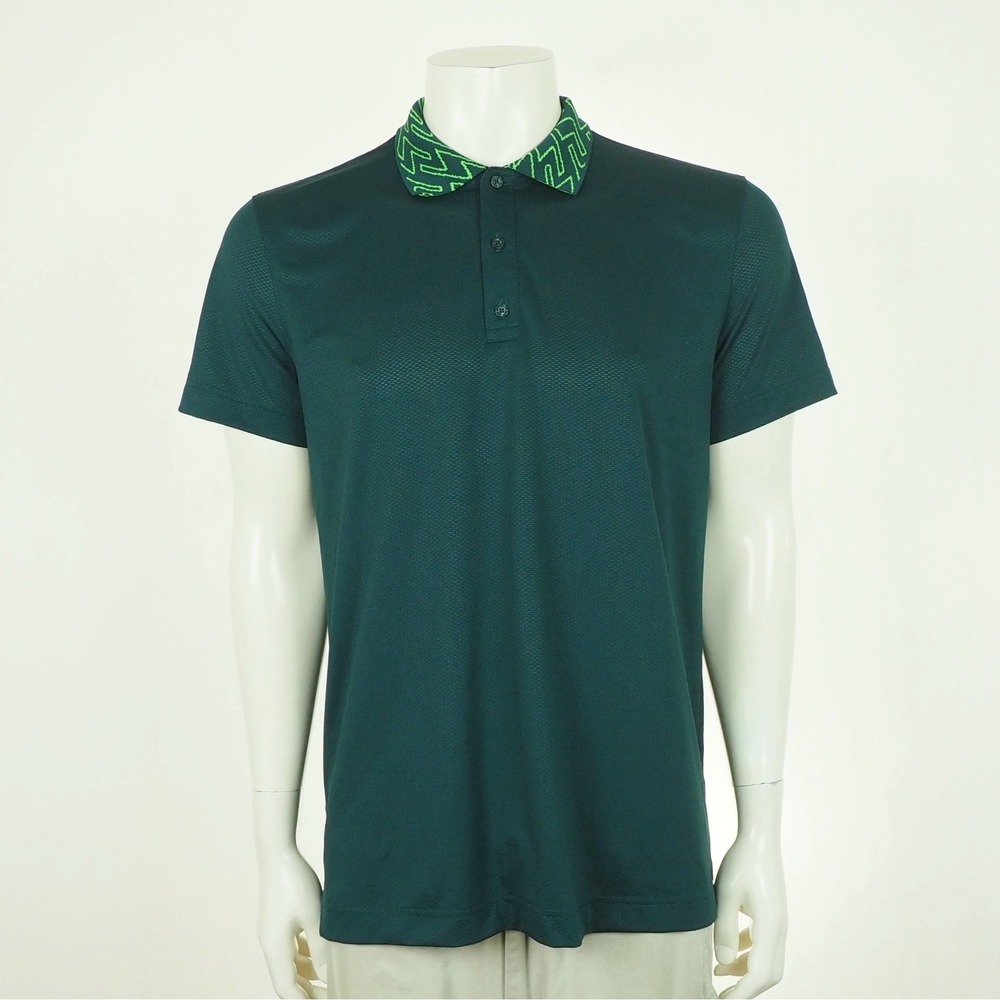 J.Lindeberg Karter Golf Polo Shirt Mens Large Dark Green Regular Fit Performance